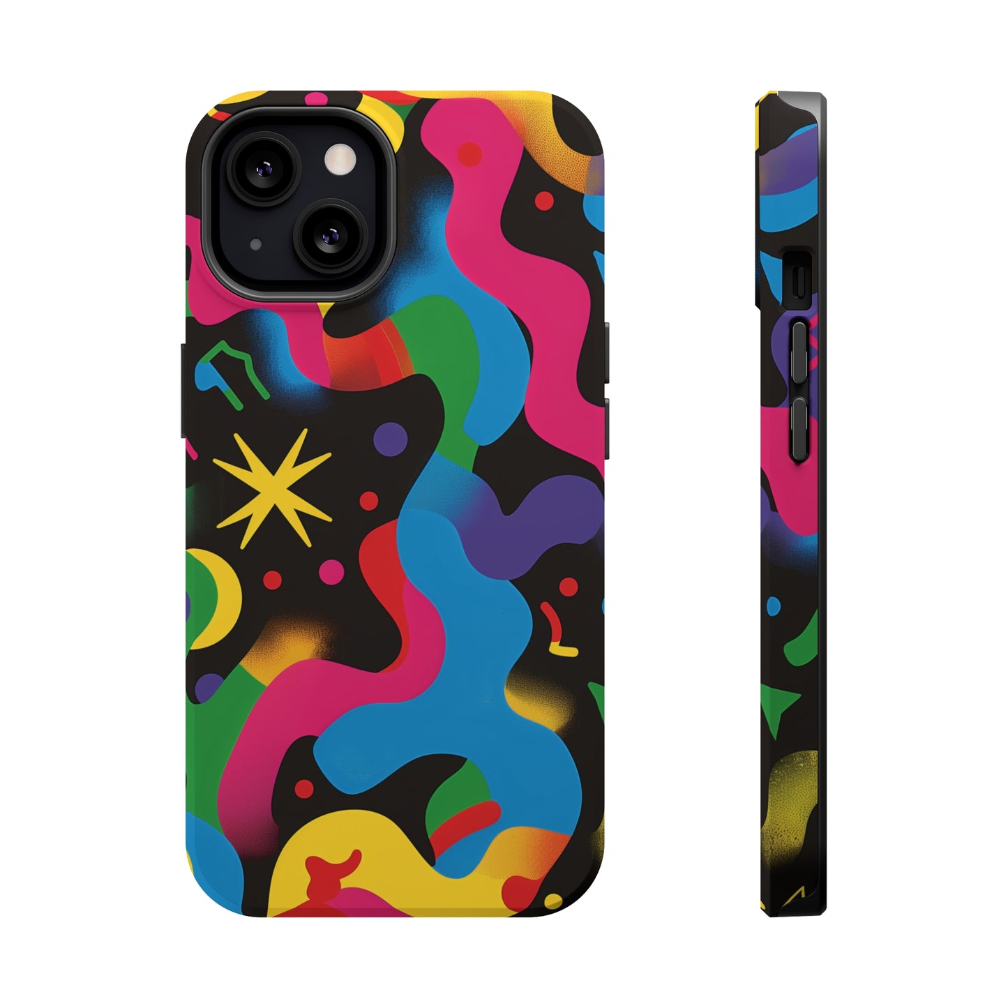 Pop Culture Fun Vibrant Pattern iPhone 13 14 15 Pro Max Plus Case Compatible with MagSafe Tough Cases Protection, Magnetic Phone Case for iPhone  Classic Series