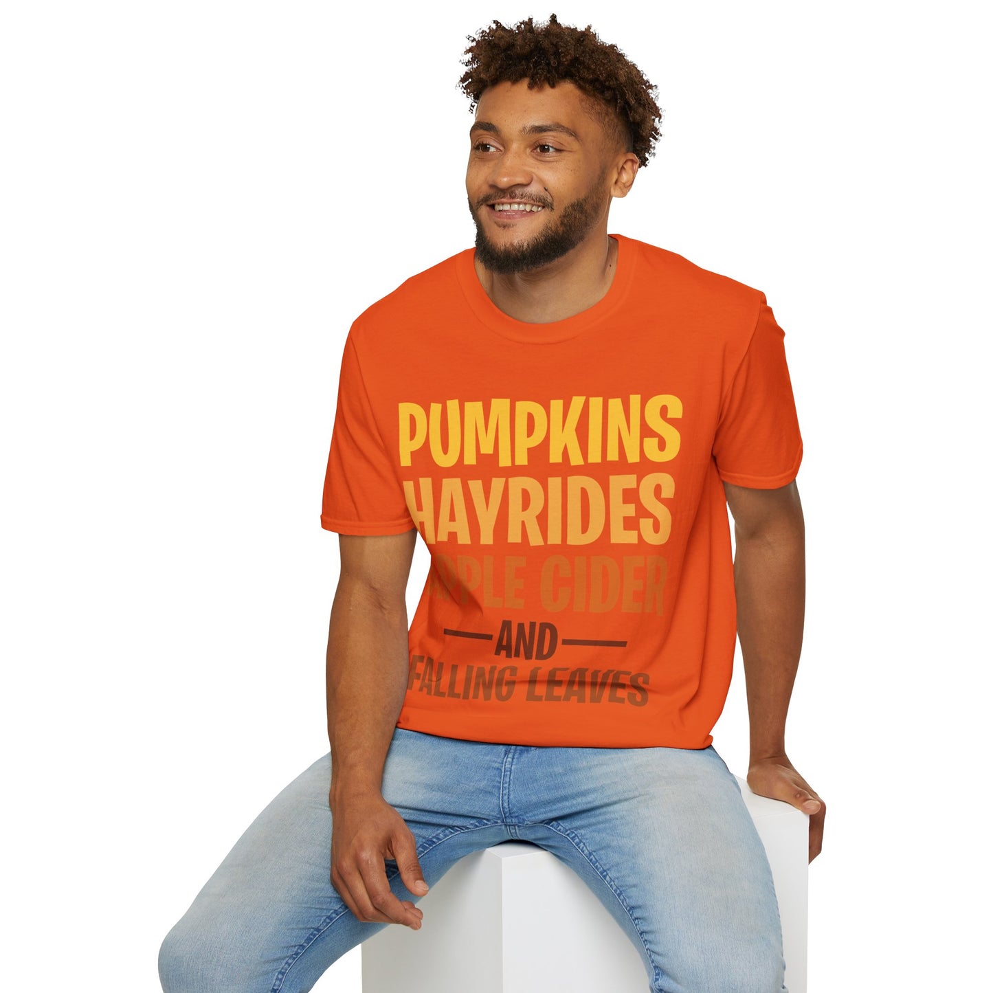 Pumpkins Hayrides Apple Cider & Falling Leaves Halloween T-Shirt Men Women