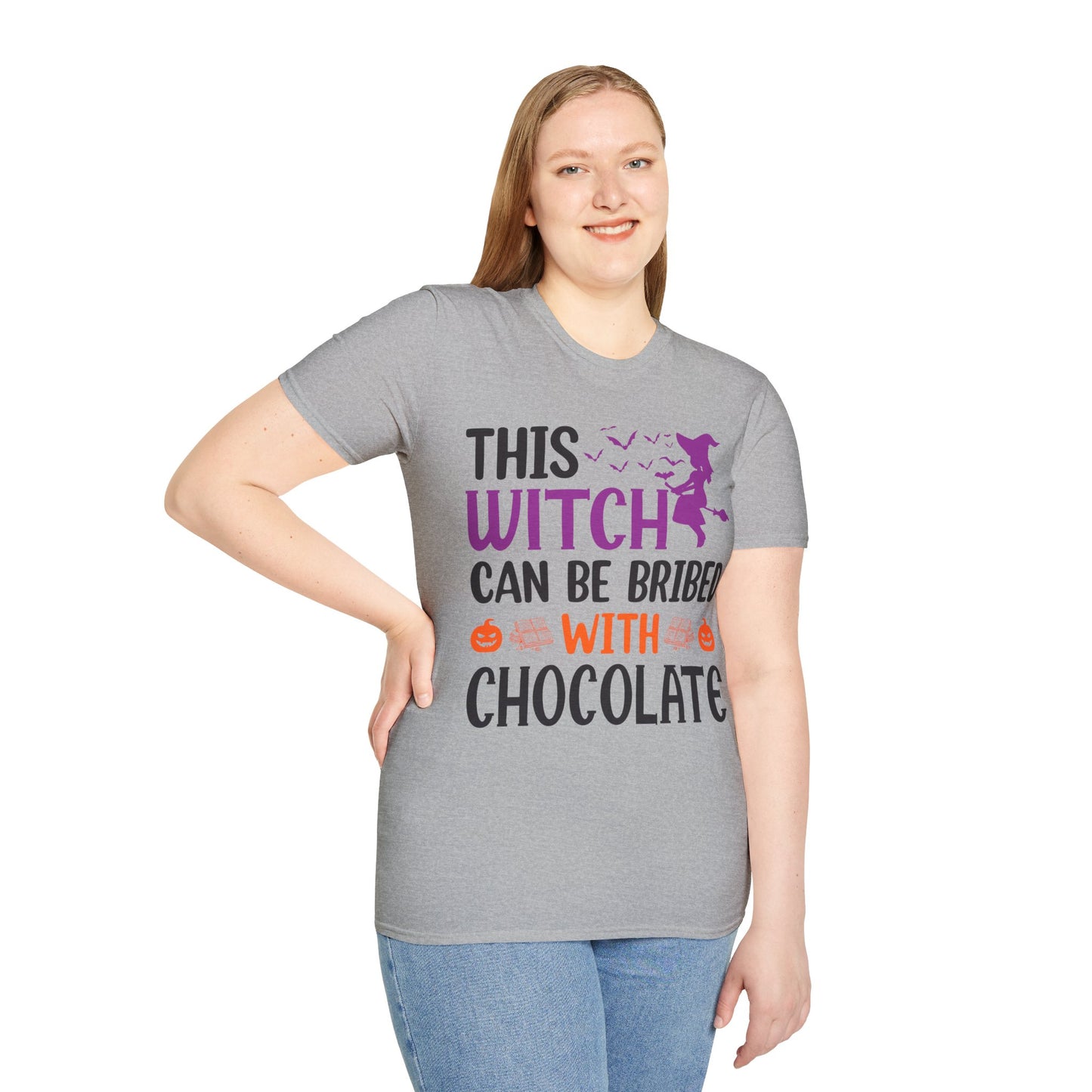 Funny Halloween This Witch Can Be Bribed With Chocolate Lovers Halloween Party T-Shirt Girls Women