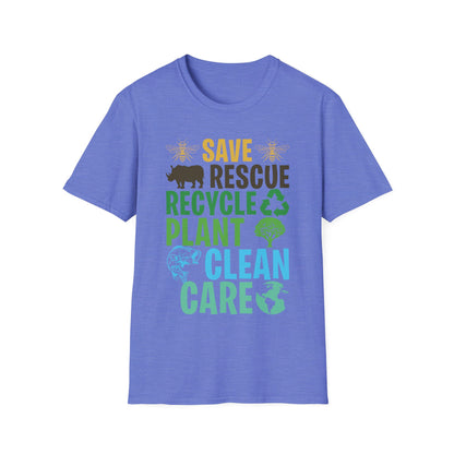 Save Bees Rescue Animals Recycle Plastic Care Earth Day T-Shirt