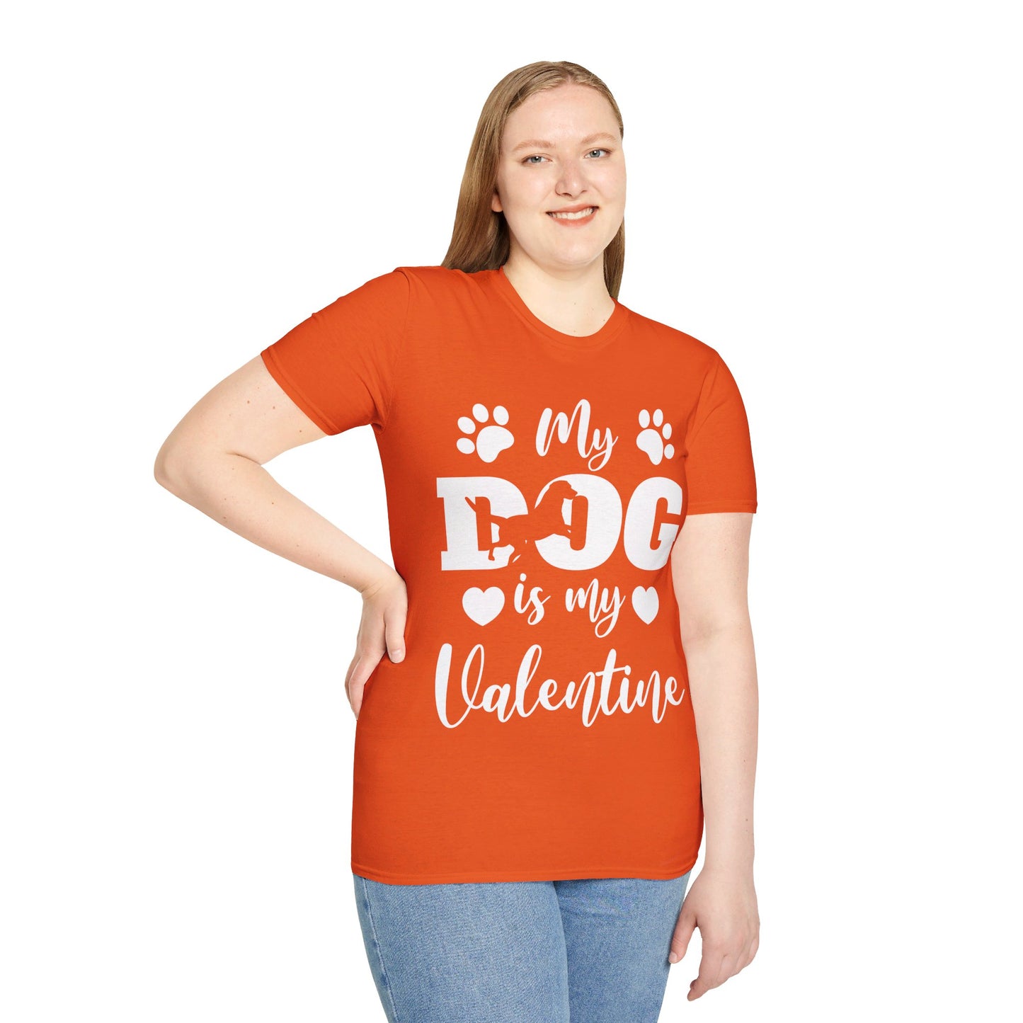 Funny My Dog is My Valentine Dog Lovers T-Shirt For Men Women T-Shirt