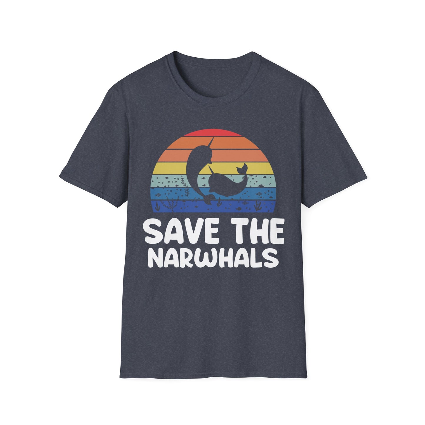 Funny Save The Narwhals Retro Narwhals T-Shirt Men Women