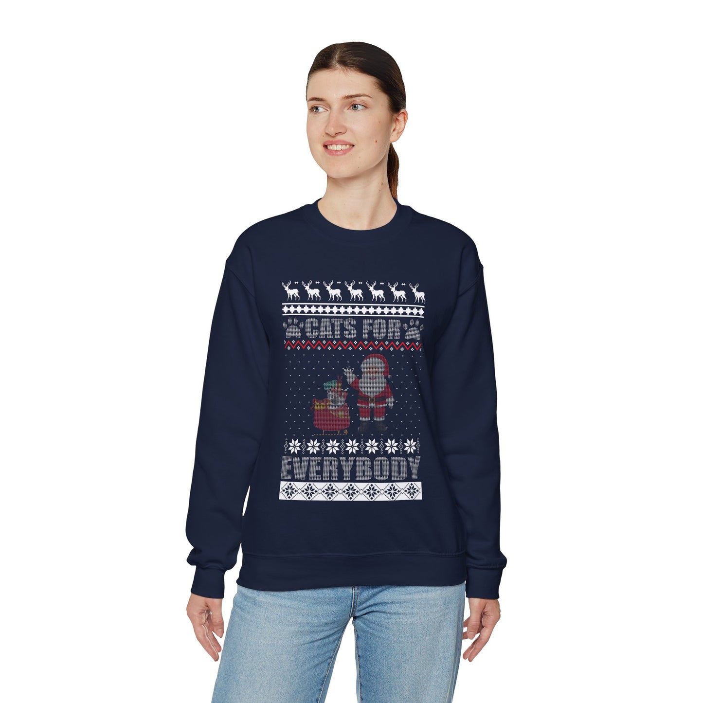 Cats For Everybody Christmas Cute Cat Lover Ugly Sweater Sweatshirt