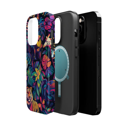 Animal Collage Vibrant Pattern iPhone 13 14 15 Pro Max Plus Case Compatible with MagSafe Tough Cases Protection, Magnetic Phone Case for iPhone  Classic Series