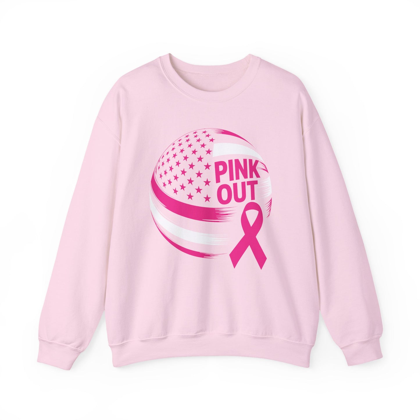 Volley Ball Pink Ribbon Breast Cancer Awearness USA Flag Sweatshirt For Men Women
