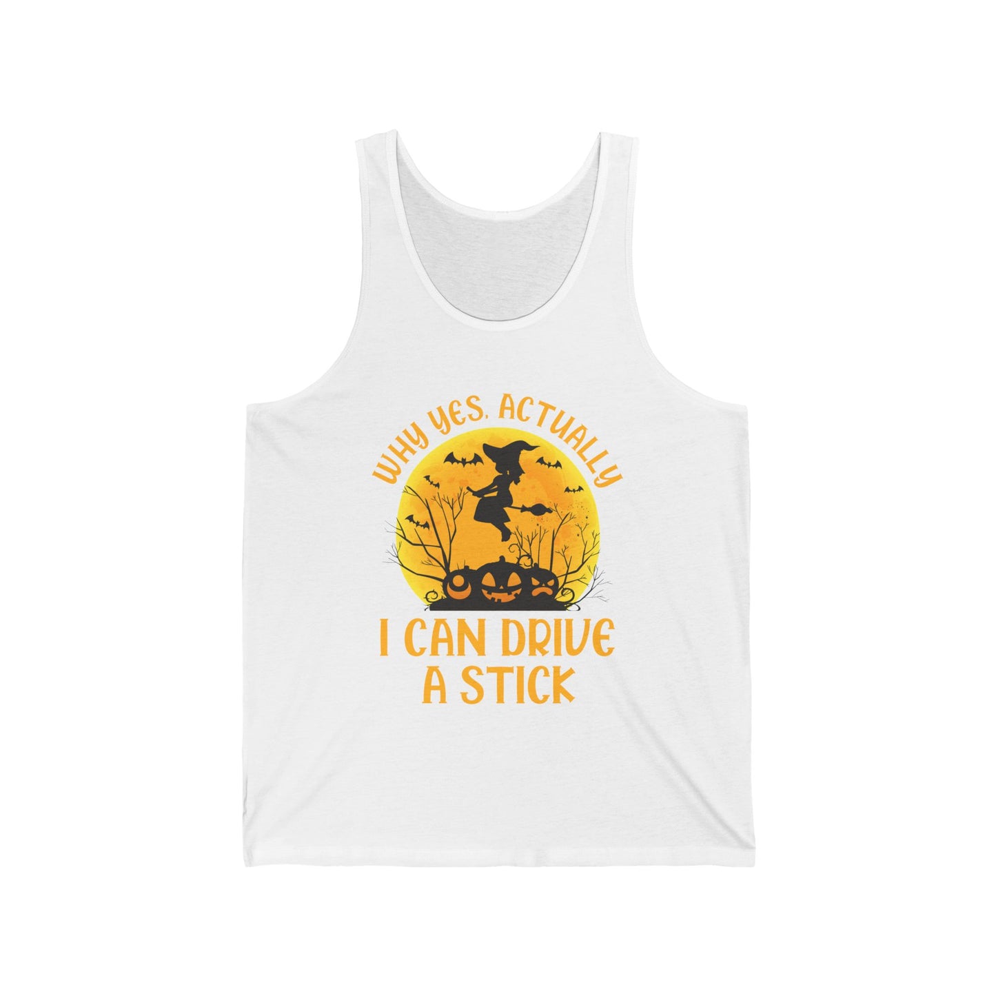 Funny Why Yes Actually I Can Drive A Stick Witch Halloween Party Tank Top Girls Women