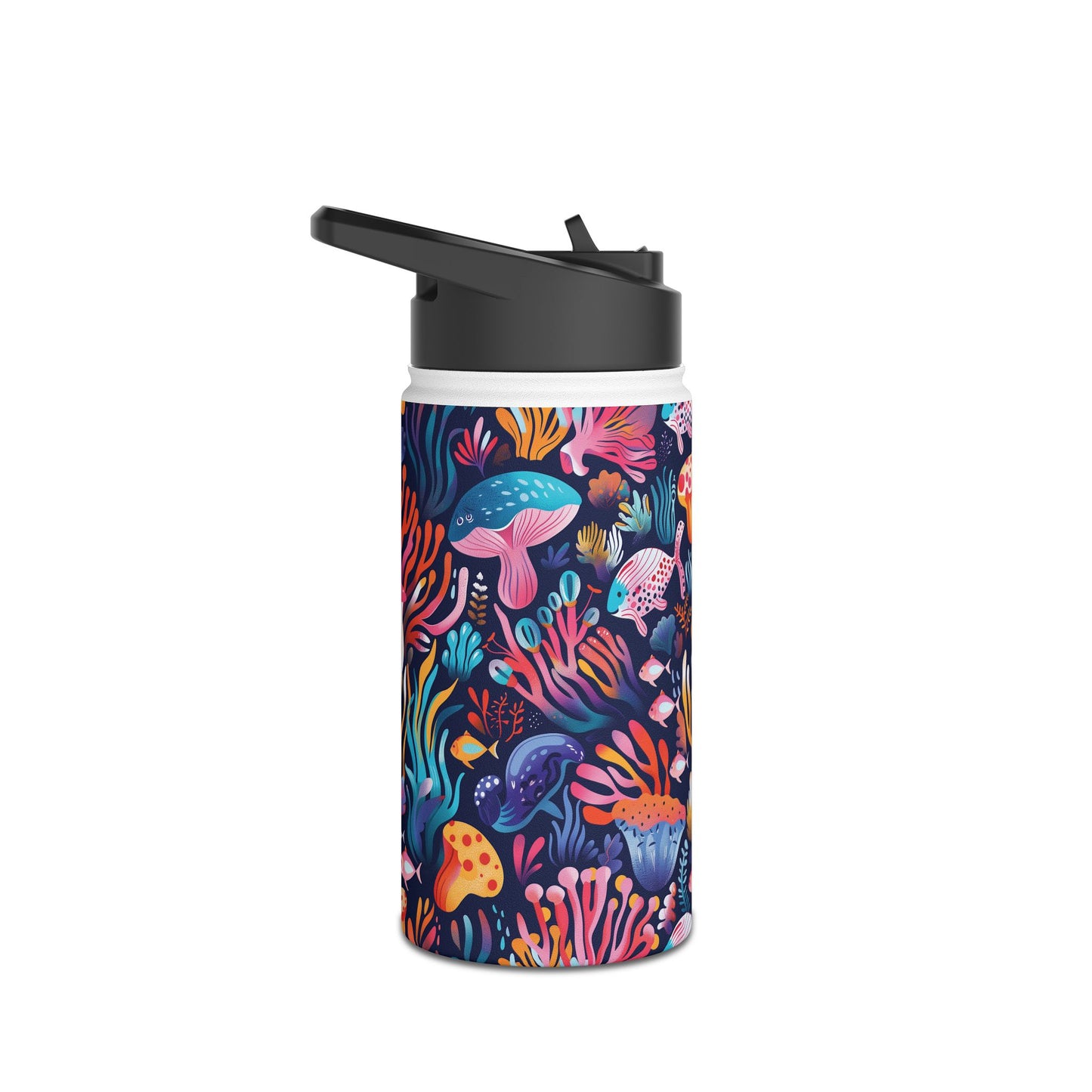 Underwater World Pattern Stainless Steel Water Bottle with Twist-on Lid and Double-Wall Vacuum Insulation