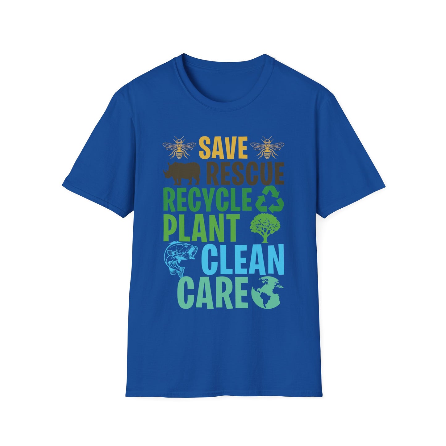 Save Bees Rescue Animals Recycle Plastic Care Earth Day T-Shirt