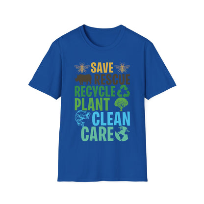 Save Bees Rescue Animals Recycle Plastic Care Earth Day T-Shirt