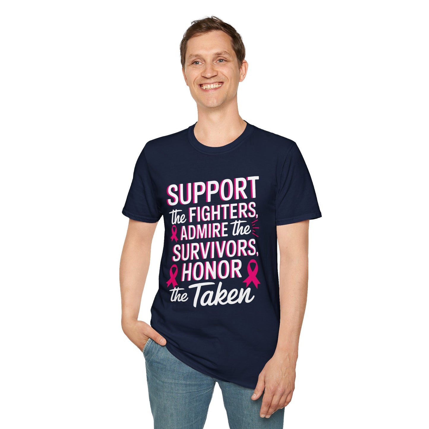 Breast Cancer Awareness Support Fighters Admire Survivors T-Shirt For Men Women