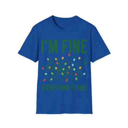 Funny I'm Fine Everything Is Fine Christmas Lights Xmas T-Shirt Men Women