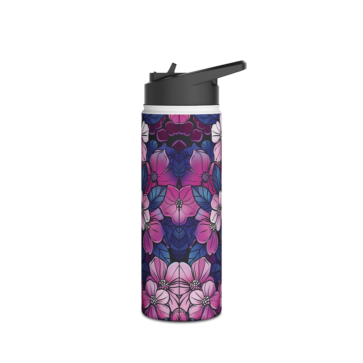 Sakura Blossoms Colored Pattern Stainless Steel Water Bottle with Twist-on Lid and Double-Wall Vacuum Insulation