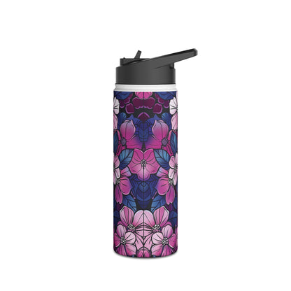 Sakura Blossoms Colored Pattern Stainless Steel Water Bottle with Twist-on Lid and Double-Wall Vacuum Insulation