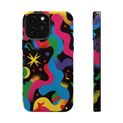 Pop Culture Fun Vibrant Pattern iPhone 13 14 15 Pro Max Plus Case Compatible with MagSafe Tough Cases Protection, Magnetic Phone Case for iPhone  Classic Series