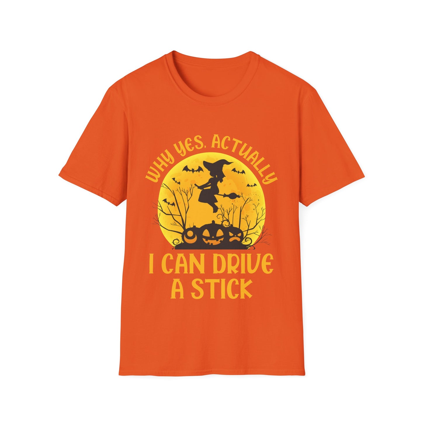 Funny Why Yes Actually I Can Drive A Stick Witch Halloween Party T-Shirt Girls Women