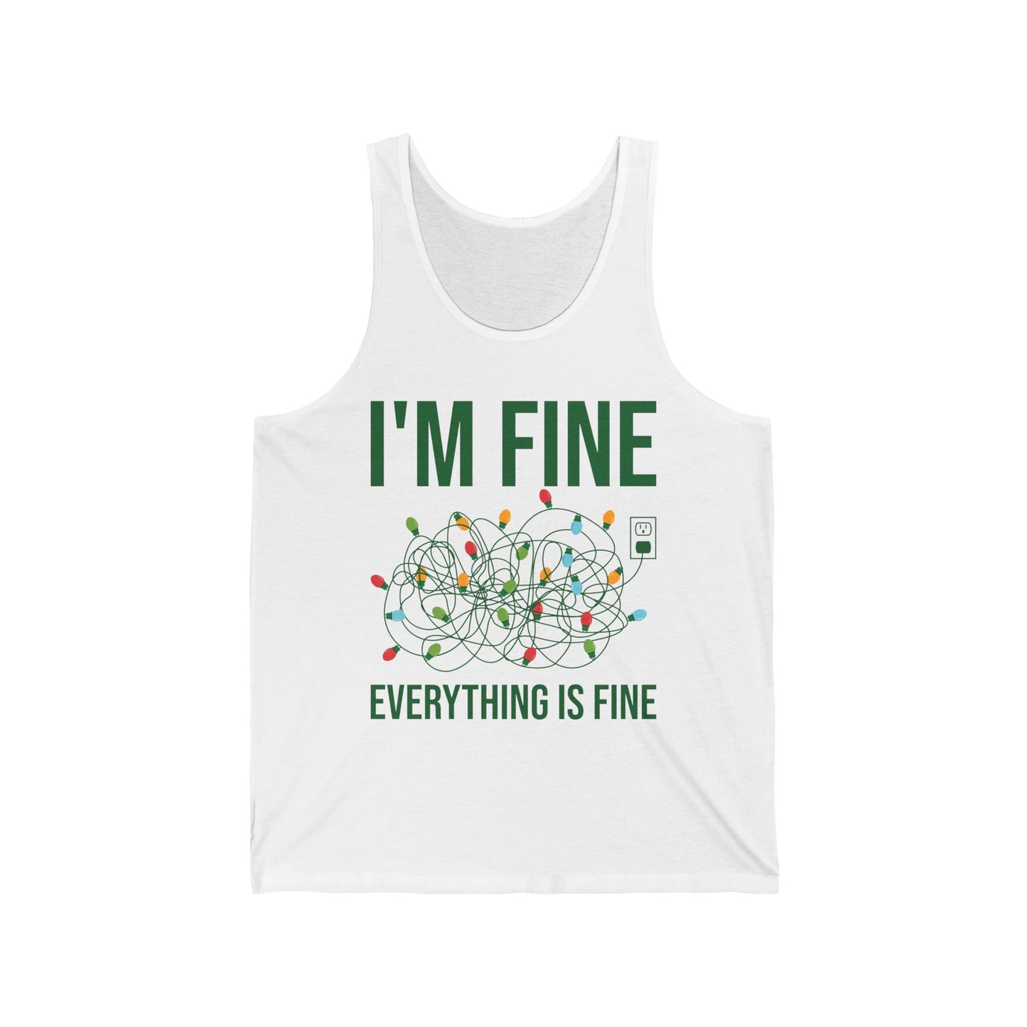 Funny I'm Fine Everything Is Fine Christmas Lights Xmas Tank Top Men Women