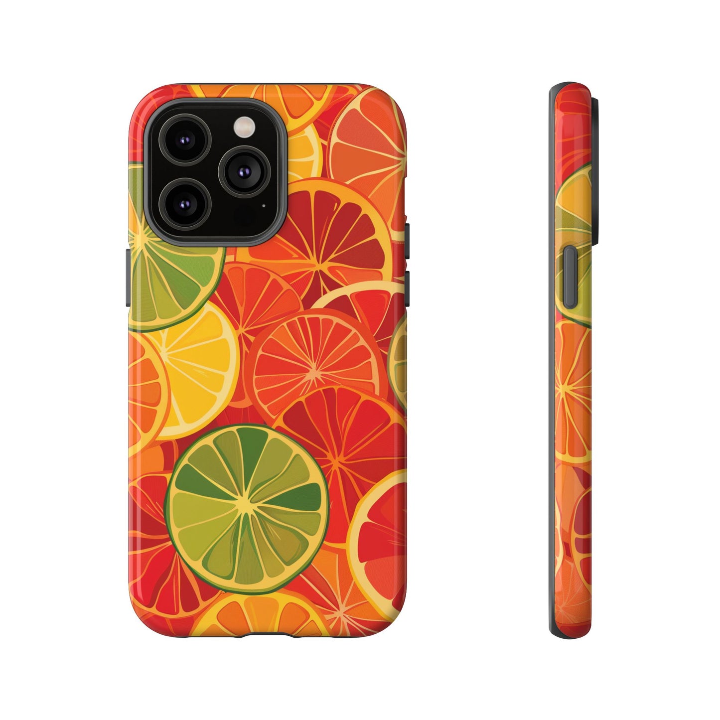 Citrus Burst Pattern iPhone 13 14 15 16 Pro Max Plus Case Wireless Charging Compatible Tough Cases Protection, Magnetic Phone Case for iPhone Classic Series