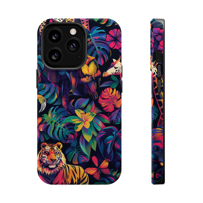 Animal Collage Vibrant Pattern iPhone 13 14 15 Pro Max Plus Case Compatible with MagSafe Tough Cases Protection, Magnetic Phone Case for iPhone  Classic Series