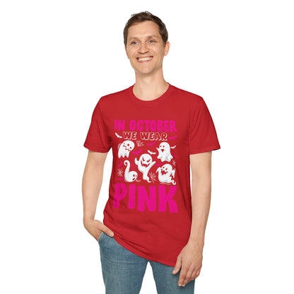 Groovy Wear Pink Breast Cancer Warrior Cute Ghost Halloween T-Shirt