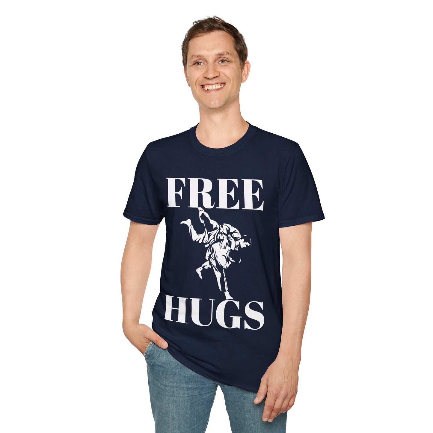 Funny Wrestling Wrestler Free Hugs Humor T-Shirt Men Women