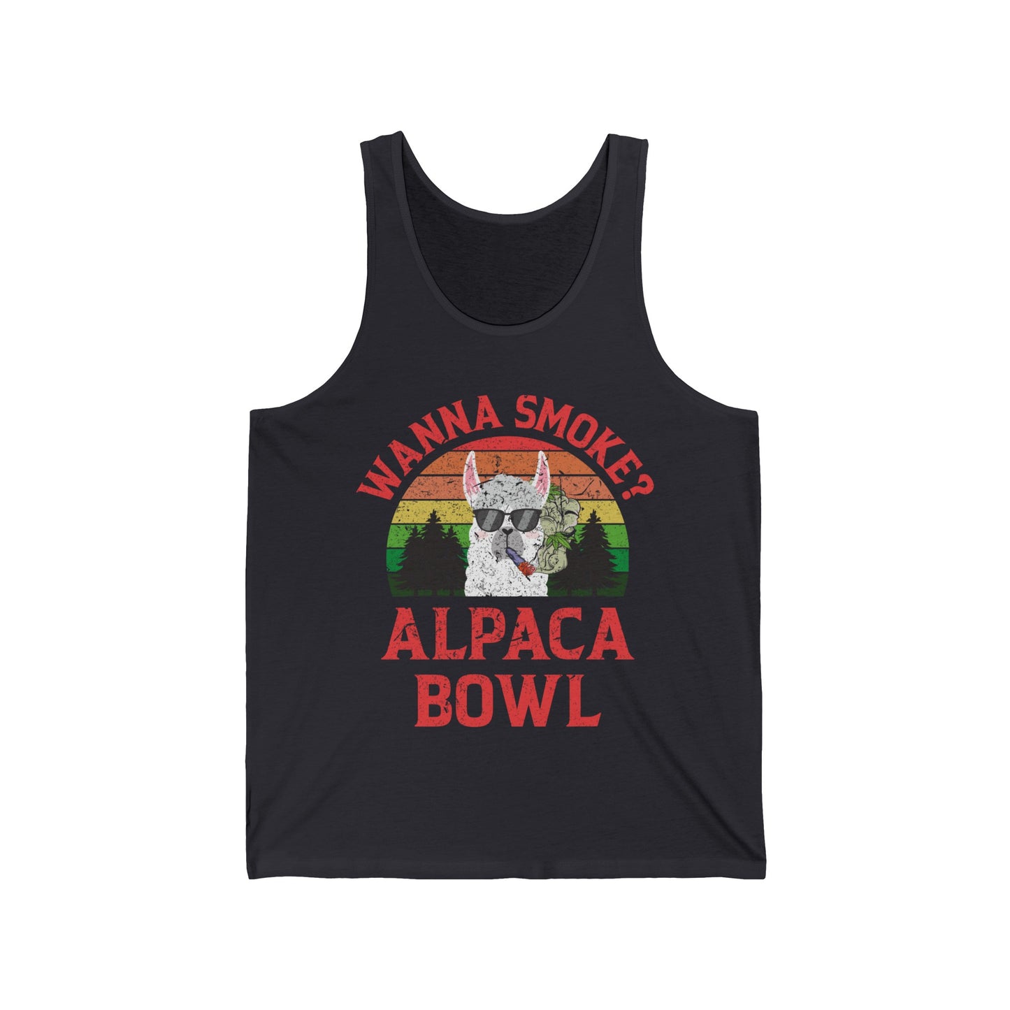 Funny Wanna Smoke Alpaca Bowl, Cute Weed Pun Marijuana Tank Tops