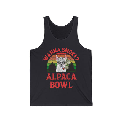 Funny Wanna Smoke Alpaca Bowl, Cute Weed Pun Marijuana Tank Tops