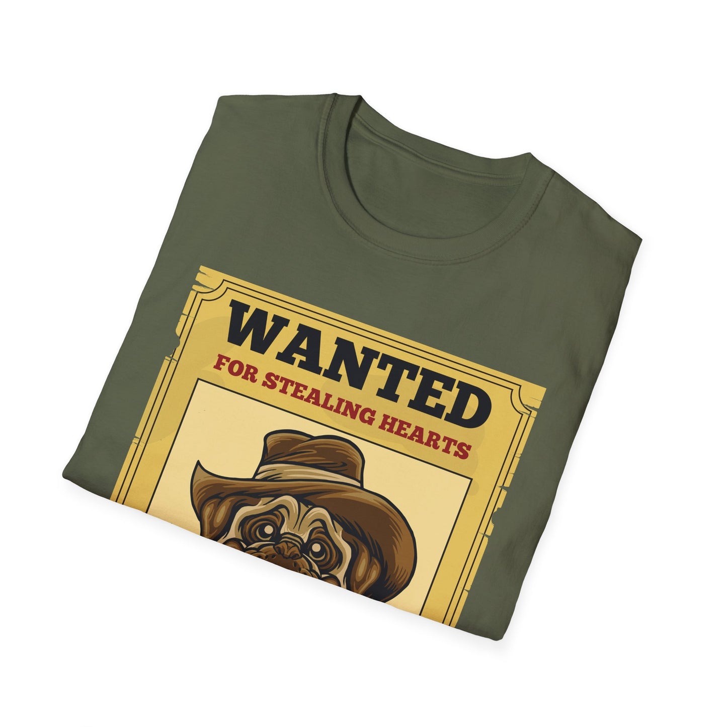 Vintage Pug Wanted Poster Cute Western Cowboy Funny Pug Dog T-Shirt For Men Women T-Shirt