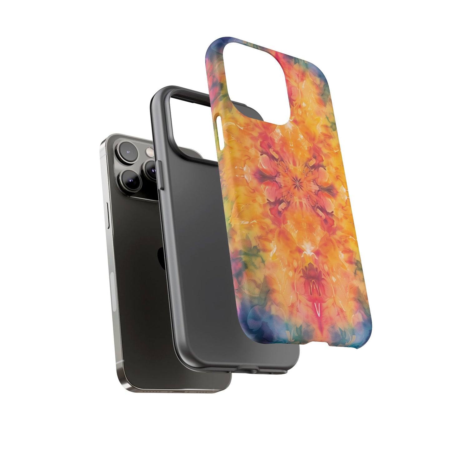 Tie-Dye Dream Pattern iPhone 13 14 15 16 Pro Max Plus Case Wireless Charging Compatible Tough Cases Protection, Magnetic Phone Case for iPhone Classic Series