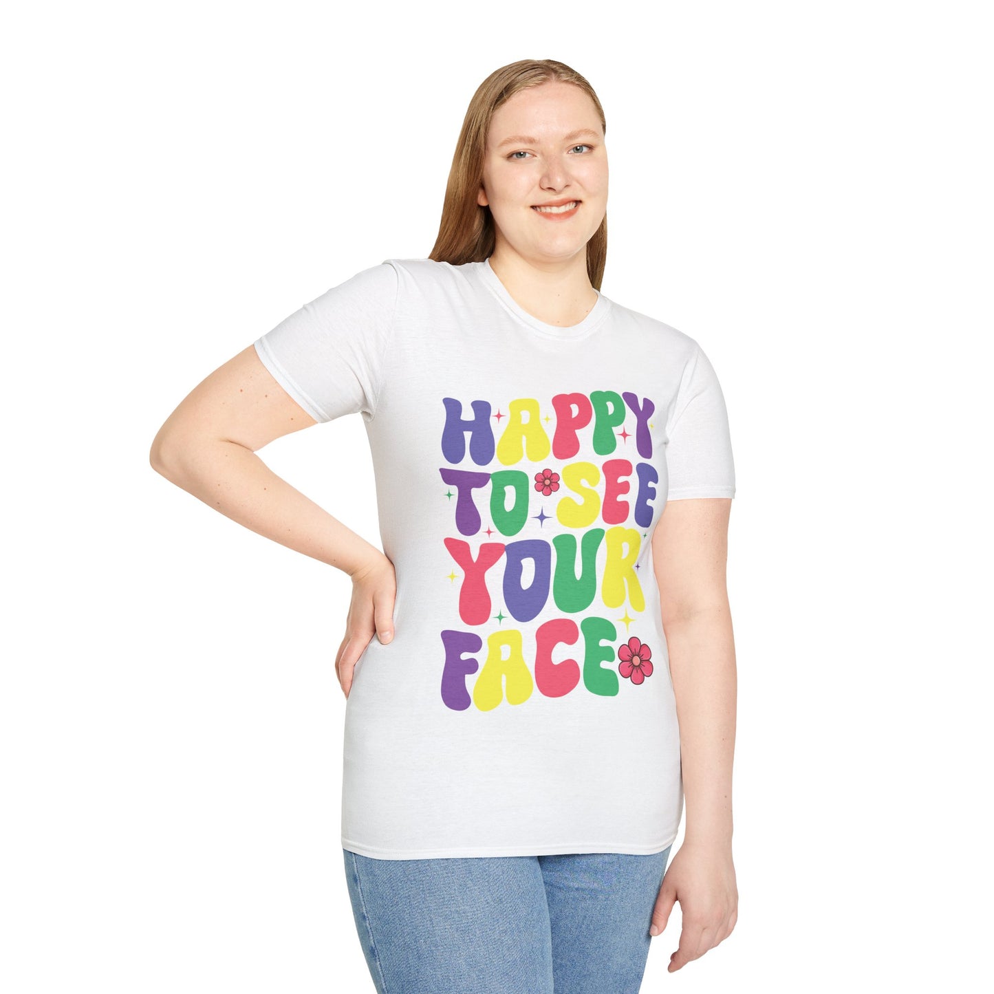 Funny Happy To See Your Face Teachers Students First Day Of School T-Shirt For Men Women T-Shirt