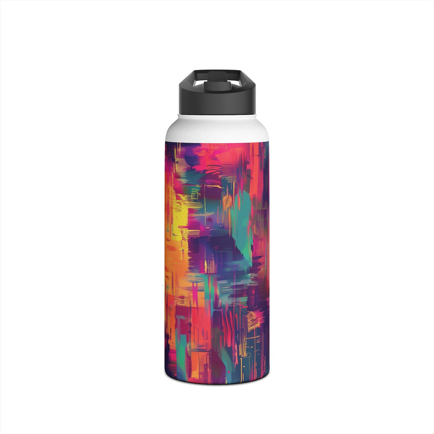 Glitch Art Pattern Stainless Steel Water Bottle with Twist-on Lid and Double-Wall Vacuum Insulation