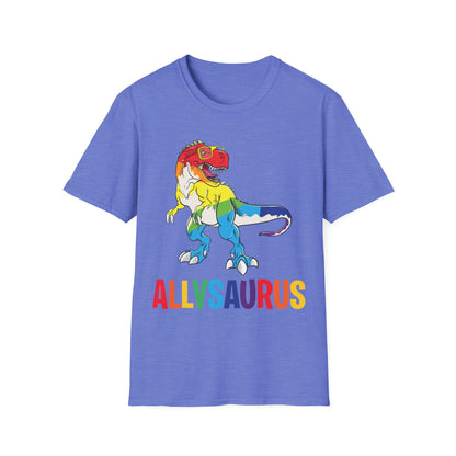 Allysaurus Dinosaur In Rainbow Flag For Ally LGBT Pride Gift T-Shirt