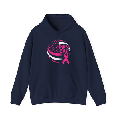 Volley Ball Pink Ribbon Breast Cancer Awearness USA Flag Hoodies For Men Women