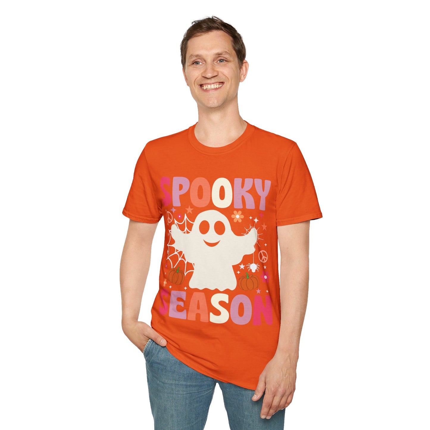 Groovy Spooky Season Cute Ghost Pumpkin Halloween T-Shirt For Men Women Kids