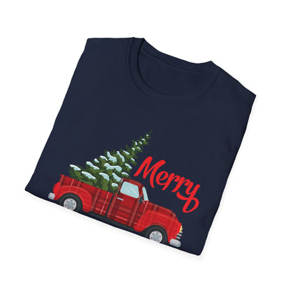 Merry Christmas Buffalo Plaid Red Truck Tree Xmas T-Shirt Men Women