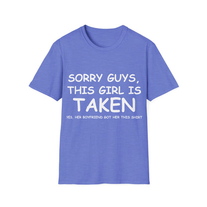 Funny Cute Sorry Im Taken Girlfriend Tshirt from Boyfriend t-Shirt for Men Women