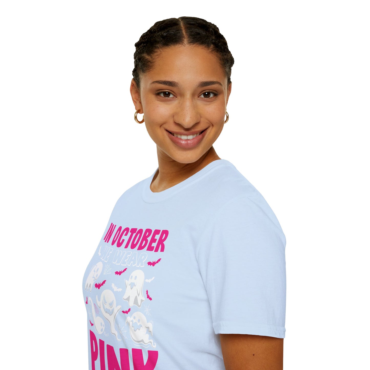Groovy Wear Pink Breast Cancer Warrior Cute Ghost Halloween T-Shirt