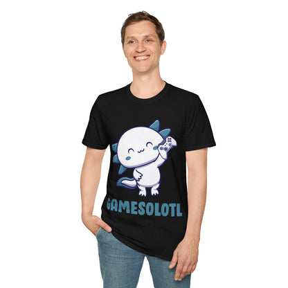 Funny Gamesolotl Gamer Axolotl Fish Playing Video Games Lizard Gaming T-Shirt Men Women