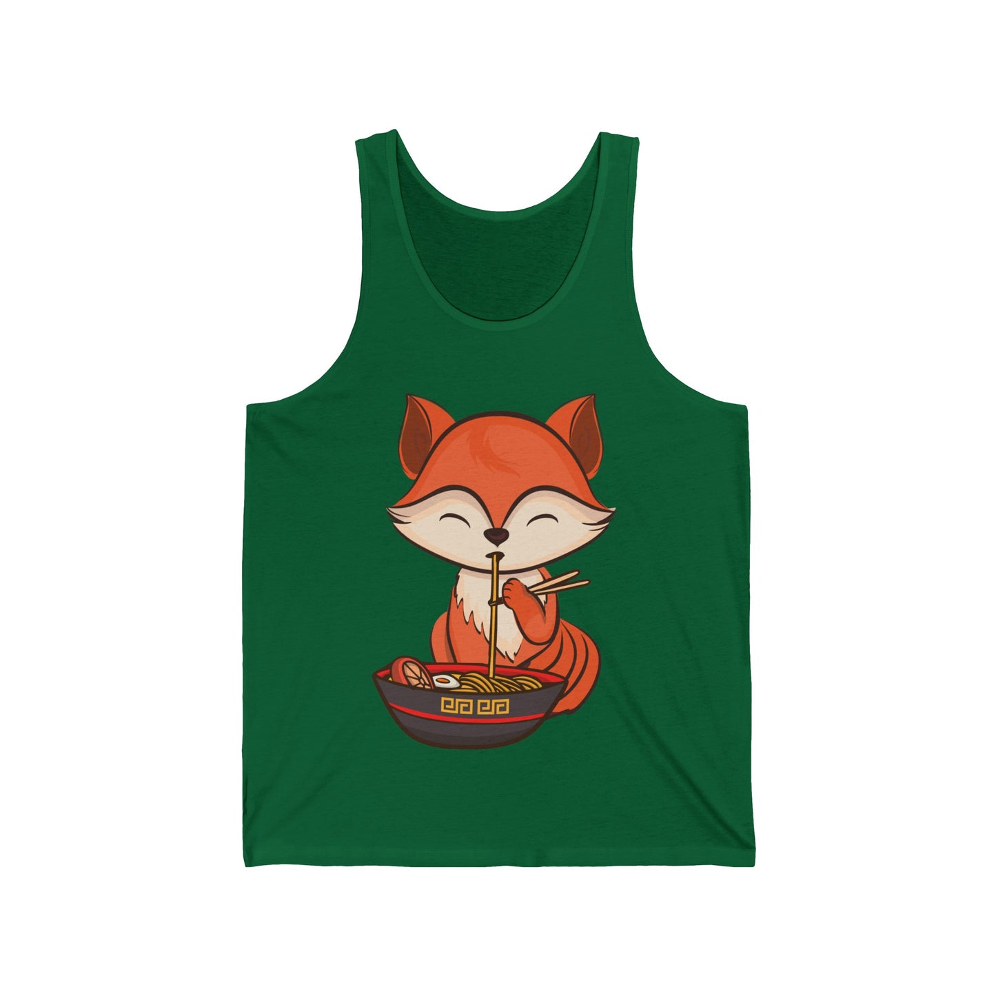 Fox Eating Ramen Kawaii Tee Japanese Cute Lovely Tank Top Men Women