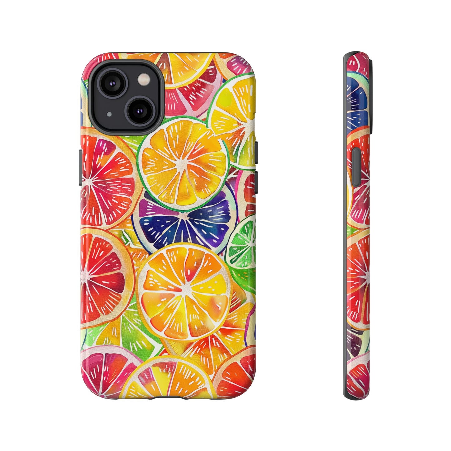 Citrus Burst Vibrant Pattern iPhone 13 14 15 16 Pro Max Plus Case Wireless Charging Compatible Tough Cases Protection, Magnetic Phone Case for iPhone Classic Series