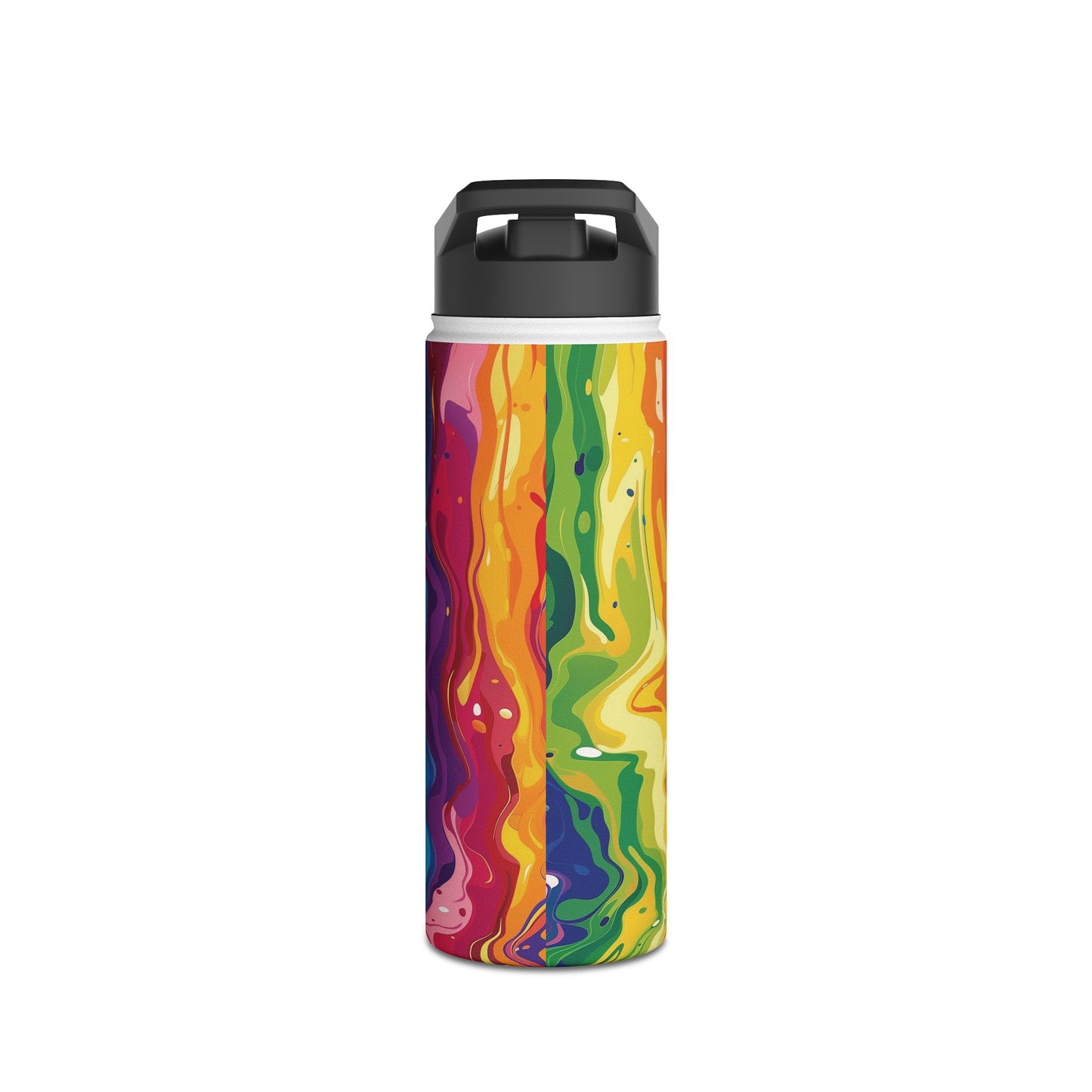 Rainbow Splash Vibrant Pattern Stainless Steel Water Bottle with Twist-on Lid and Double-Wall Vacuum Insulation