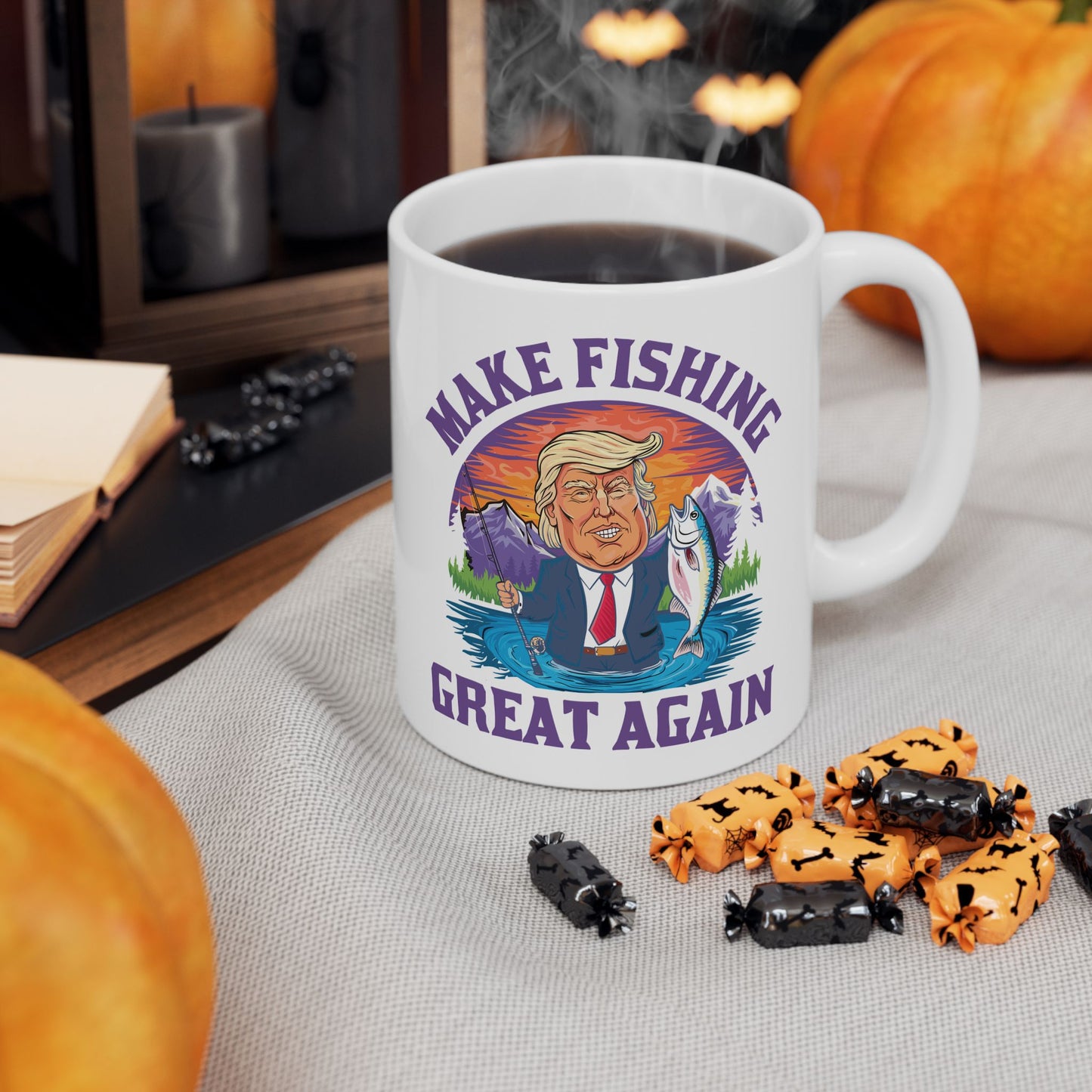Make Fishing Great Again Trump 45 47 President Fishing Gift Coffee Mug