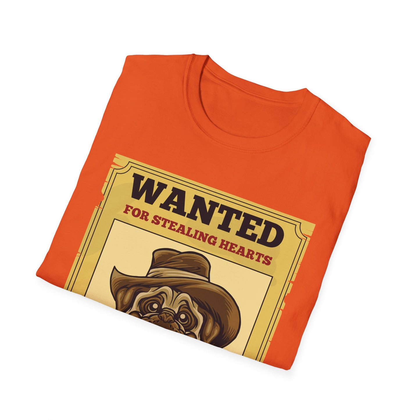 Vintage Pug Wanted Poster Cute Western Cowboy Funny Pug Dog T-Shirt For Men Women T-Shirt