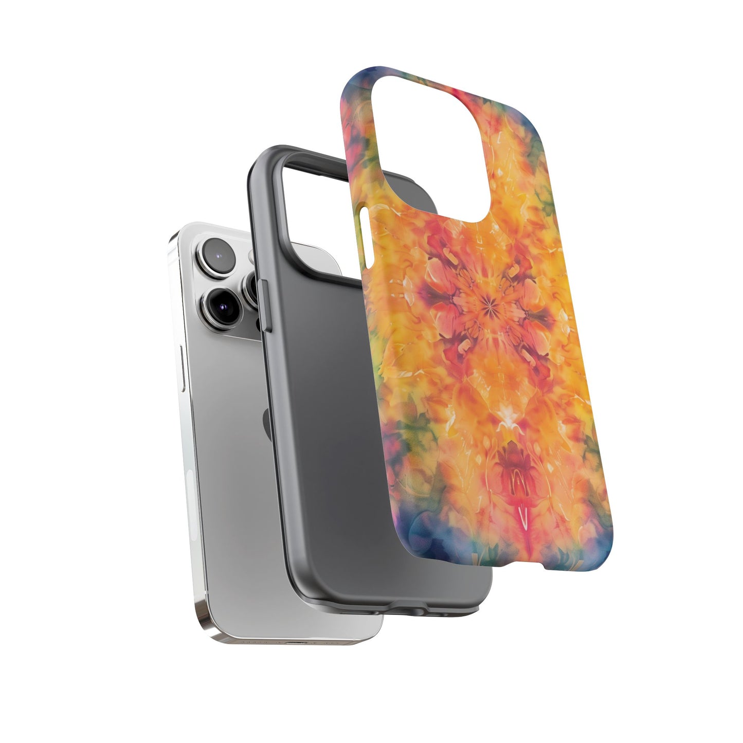 Tie-Dye Dream Pattern iPhone 13 14 15 16 Pro Max Plus Case Wireless Charging Compatible Tough Cases Protection, Magnetic Phone Case for iPhone Classic Series