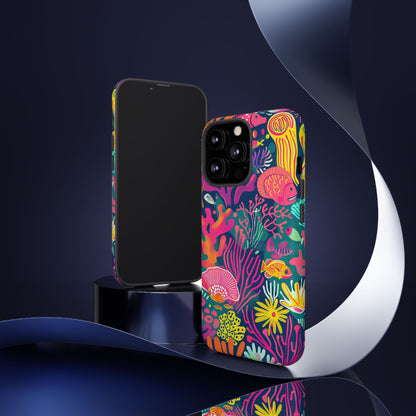 Underwater World Vibrant Pattern iPhone 13 14 15 16 Pro Max Plus Case Wireless Charging Compatible Tough Cases Protection, Magnetic Phone Case for iPhone Classic Series