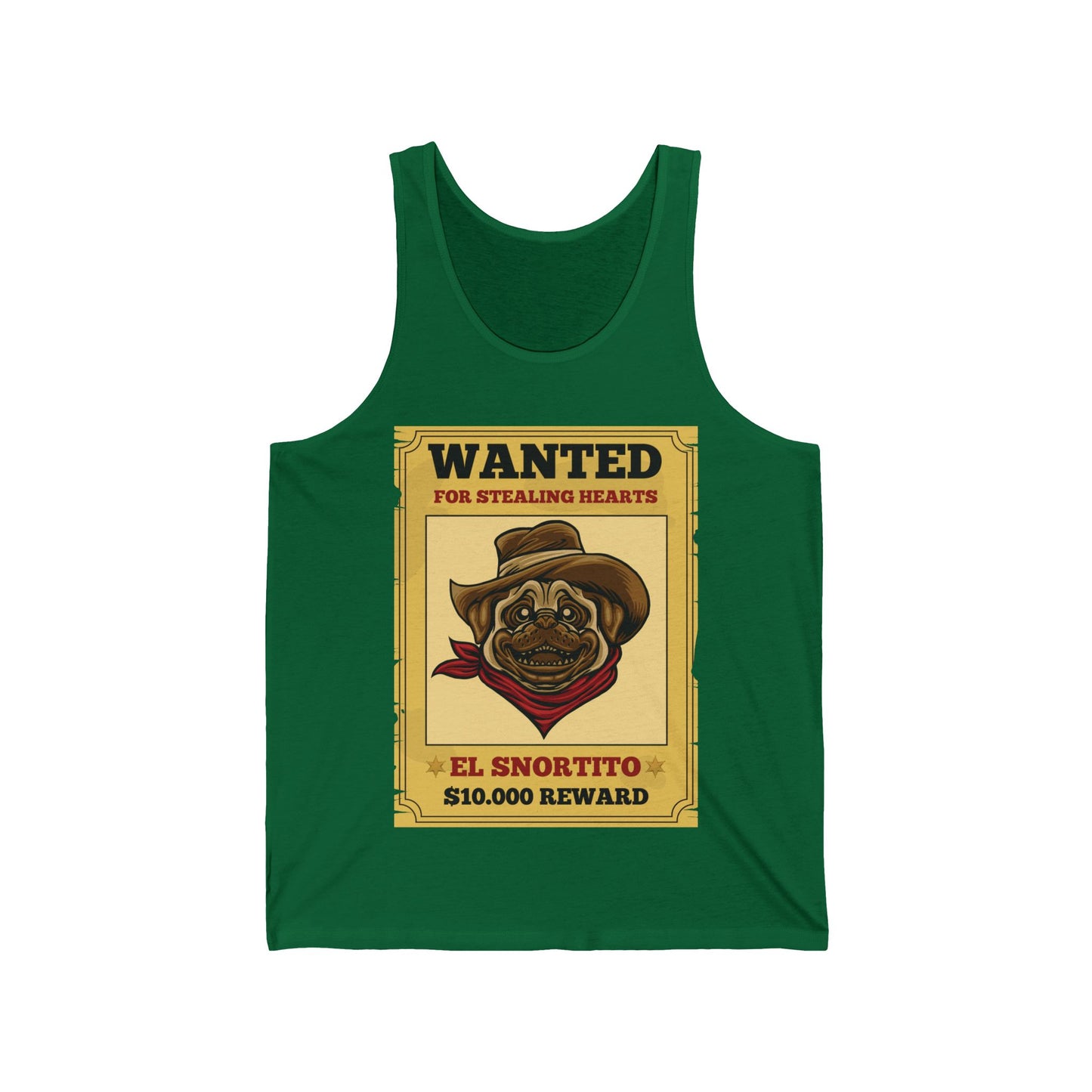 Vintage Pug Wanted Poster Cute Western Cowboy Funny Pug Dog Tank Top For Men Women Tank Top