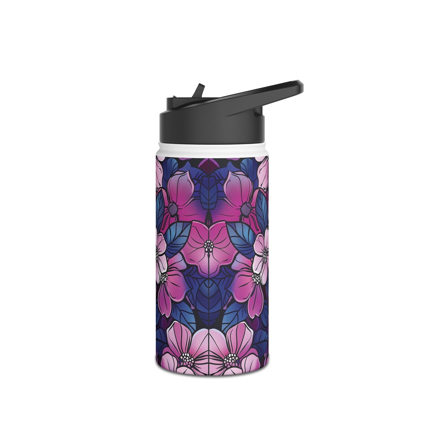 Sakura Blossoms Colored Pattern Stainless Steel Water Bottle with Twist-on Lid and Double-Wall Vacuum Insulation