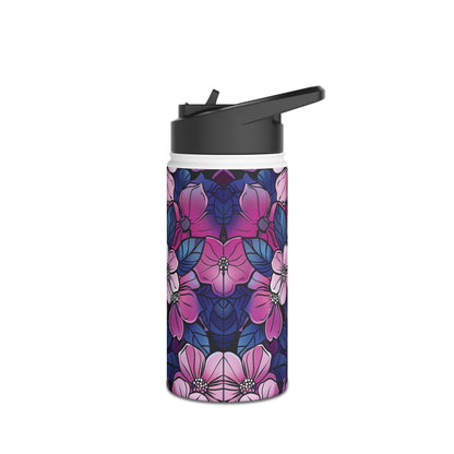 Sakura Blossoms Colored Pattern Stainless Steel Water Bottle with Twist-on Lid and Double-Wall Vacuum Insulation