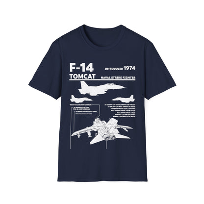 F-14 Tomcat Navy Fighter Jet Diagram Enthusiast T-Shirt For Men Women T-Shirt