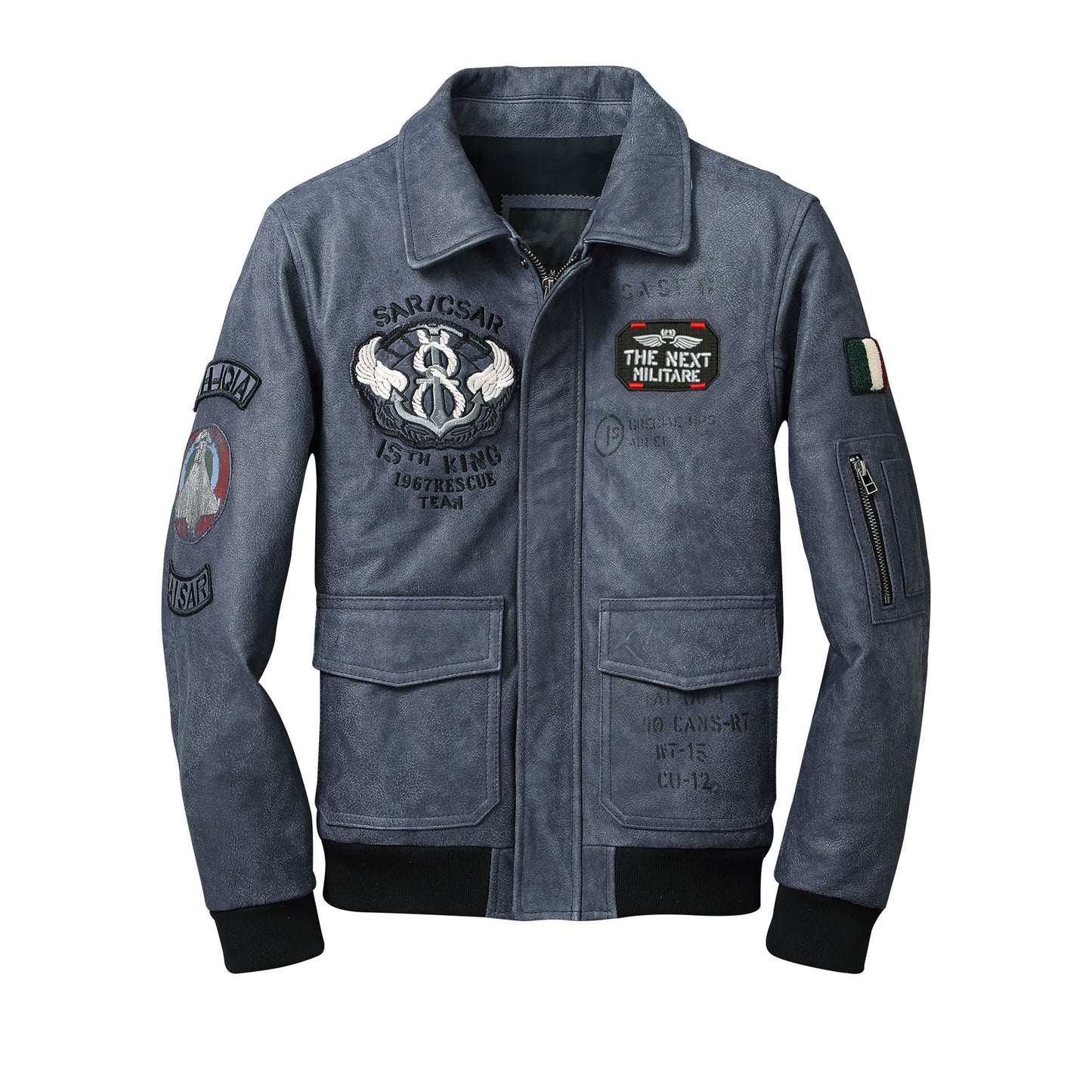 Men’s Flying Suit Genuine Leather Coat Cowhide Leather Indian Embroidery Motorcycle Jackets