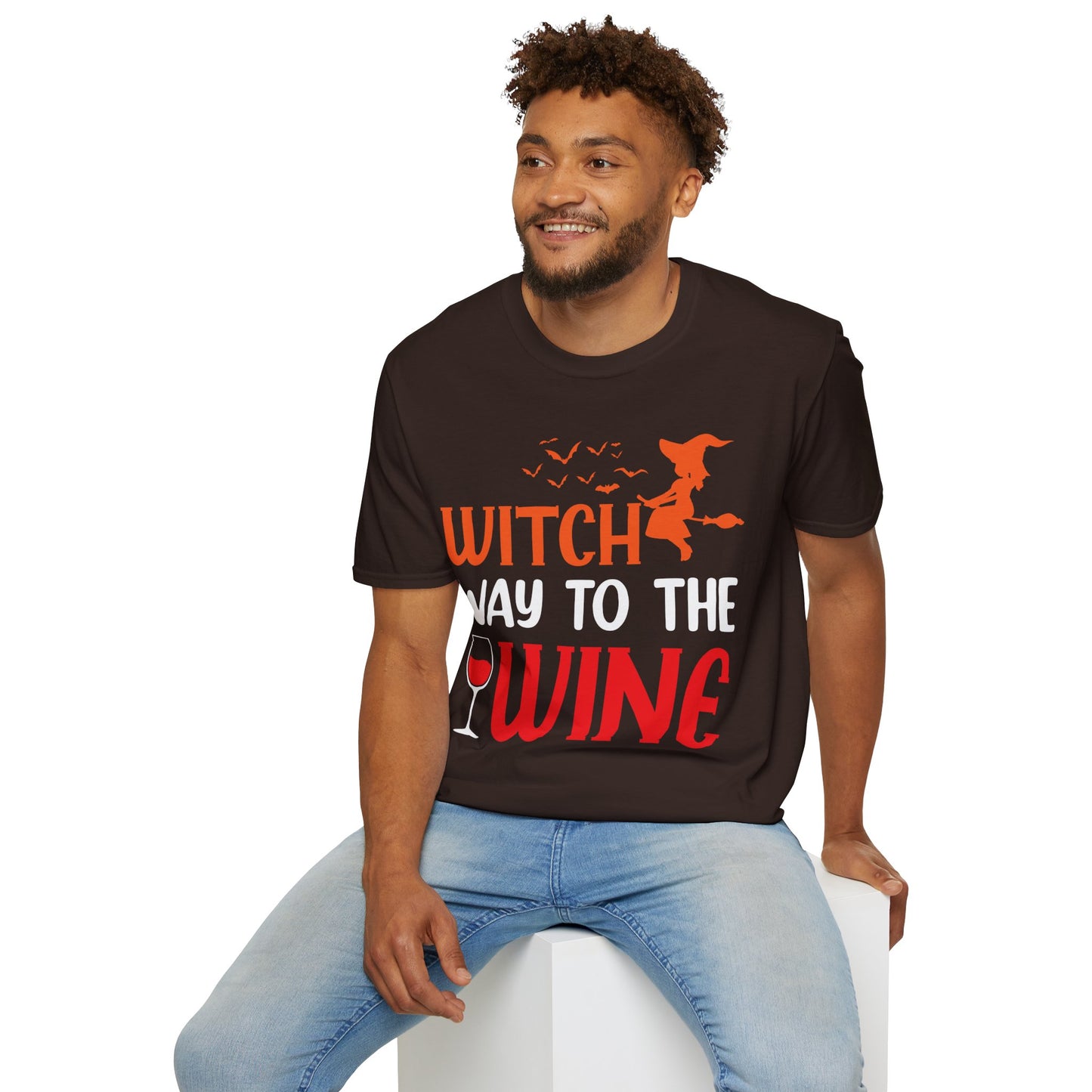 Women's Witch Way To The Wine Funny Wine Drinking Halloween Party T-Shirt